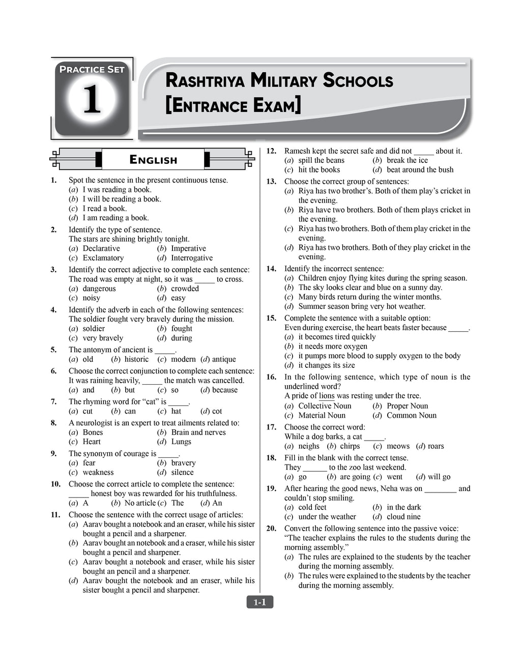 RMS Practice Set 2027 | Class 6 Entrance Exam Book (English)