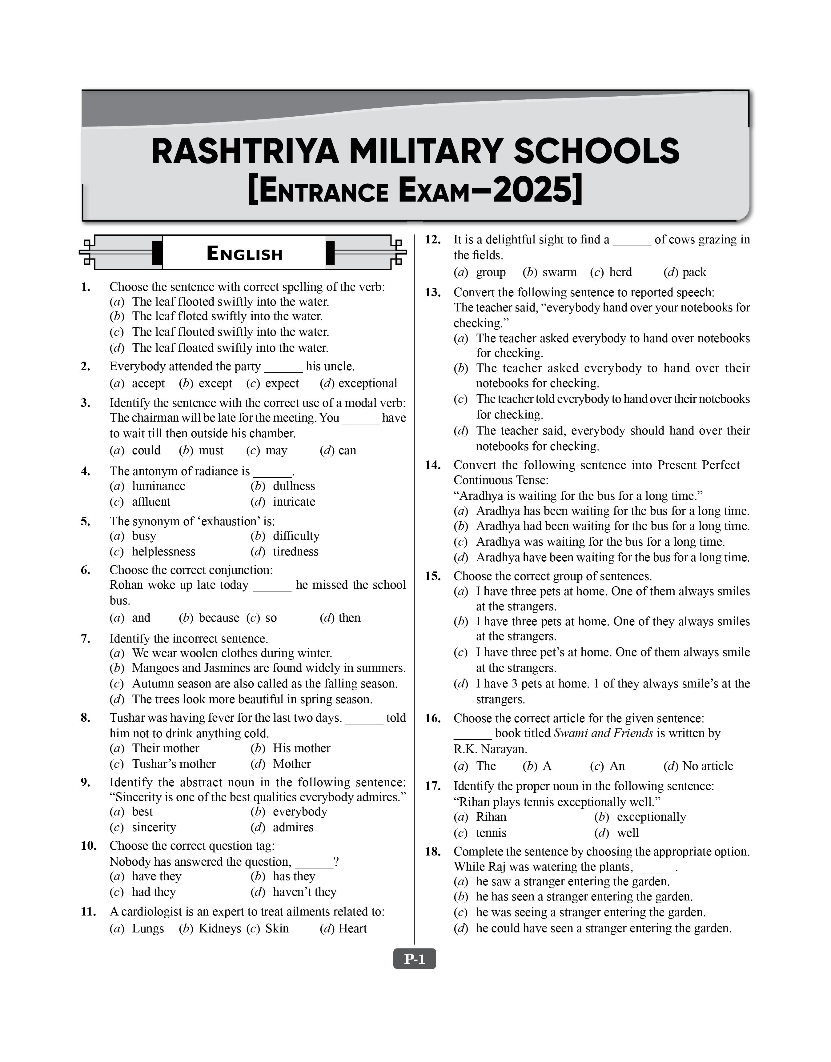 RMS Class 6 Study Guide 2027 | Rashtriya Military School Entrance Book – English Medium
