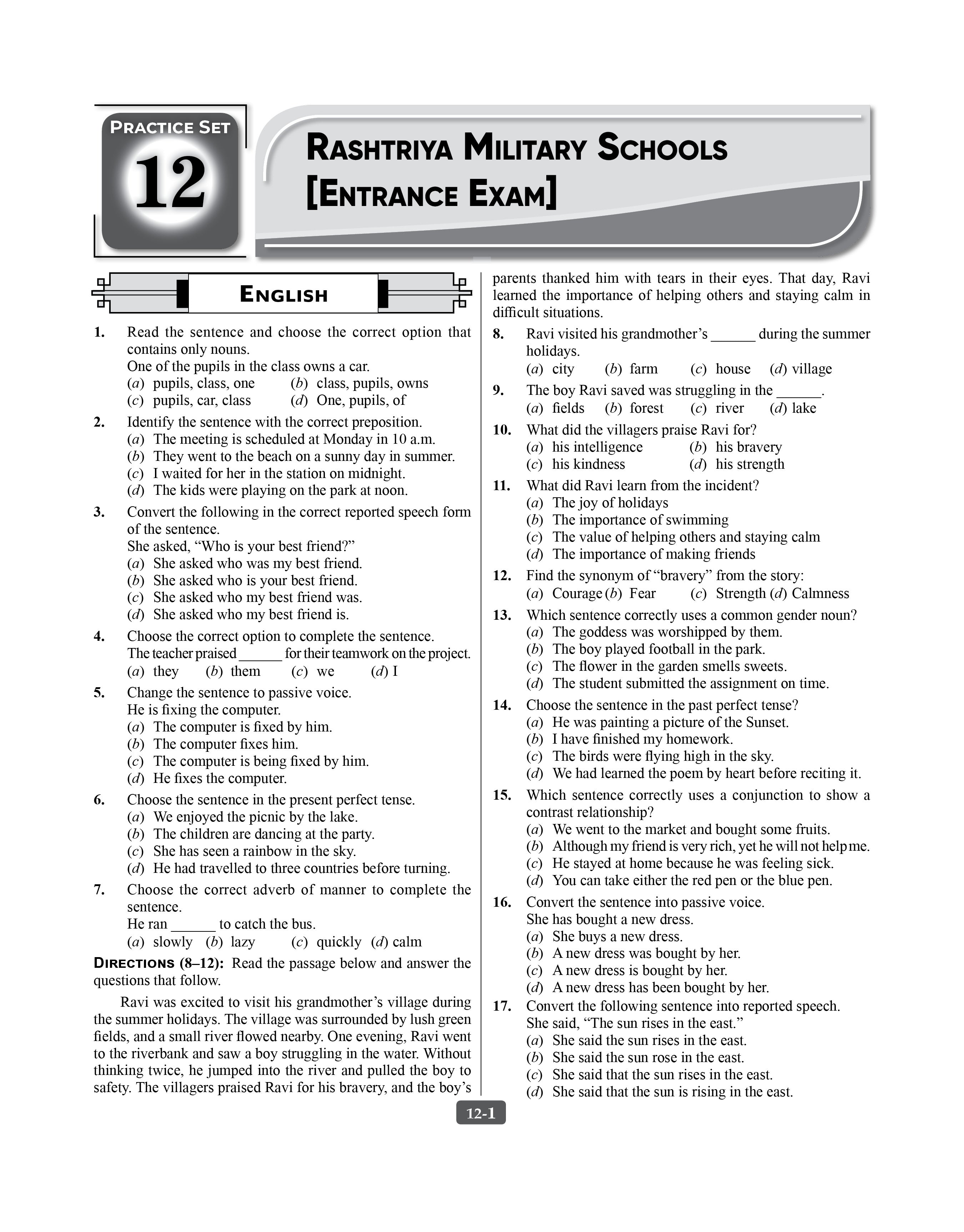 RMS Practice Set 2027 | Class 6 Entrance Exam Book (English)