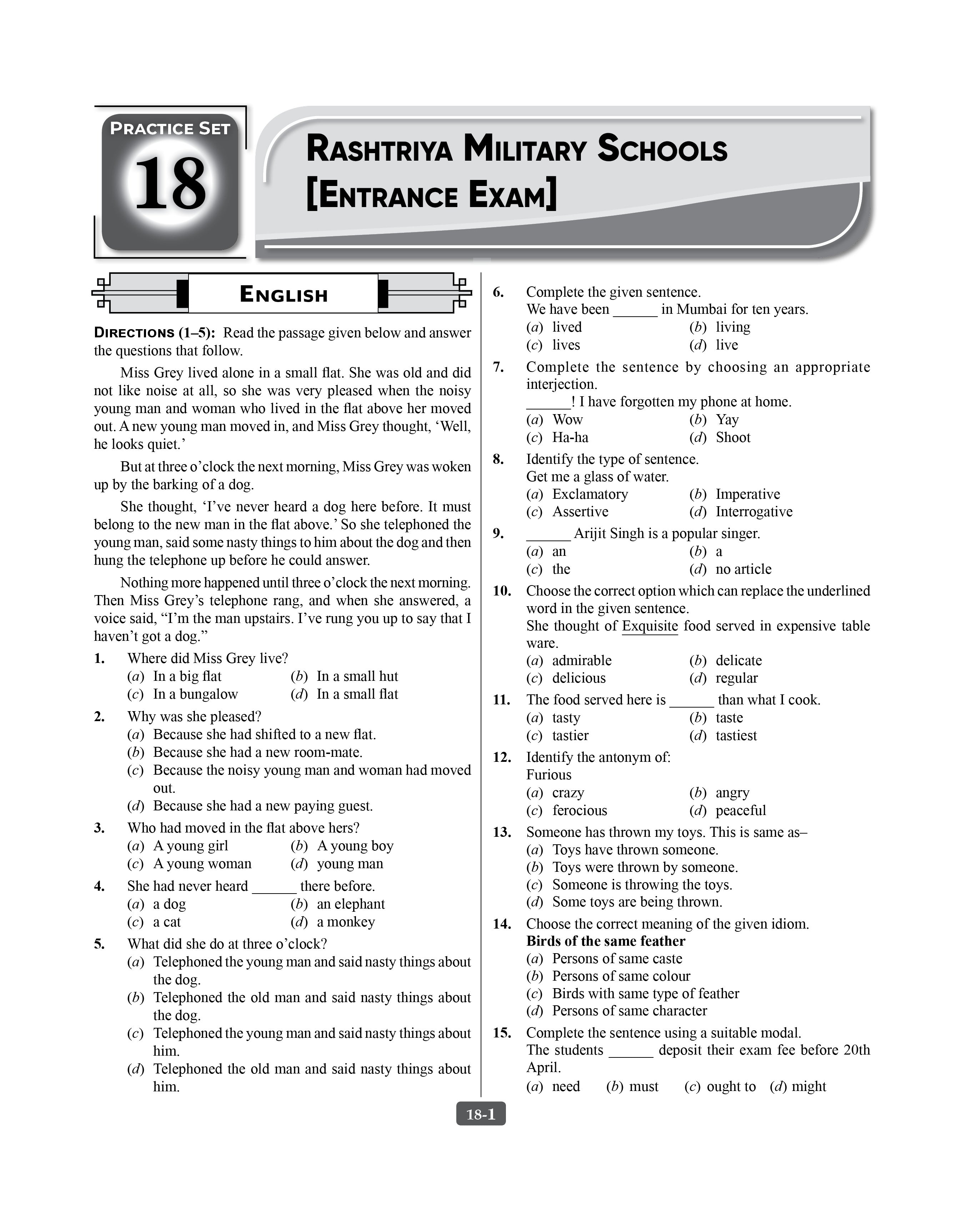 RMS Practice Set 2027 | Class 6 Entrance Exam Book (English)