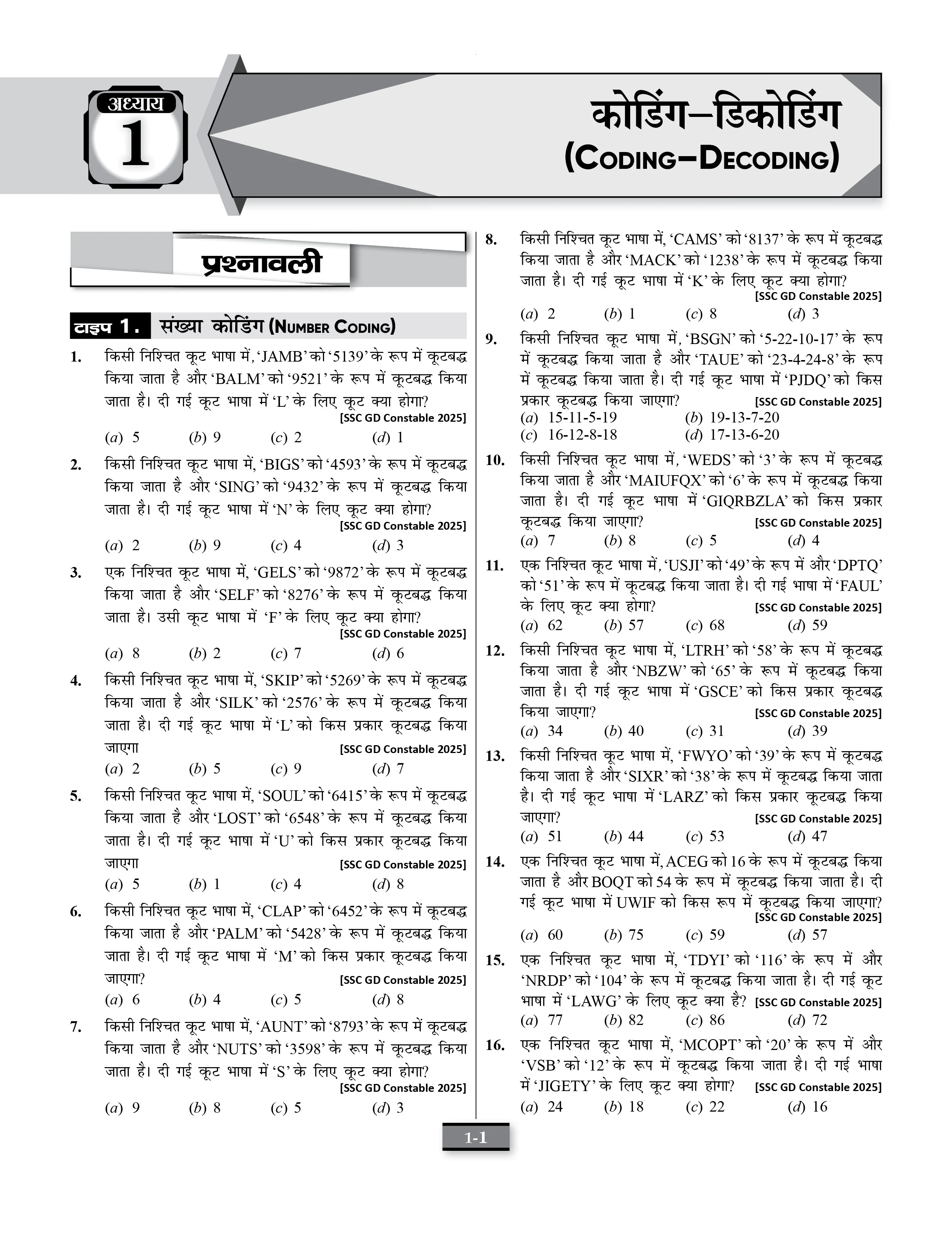 SSC GD 2026 Reasoning Practice Set Book (Hindi Medium) | Chapterwise Solved Questions & PYQs | For SSC GD Constable & Other Exams